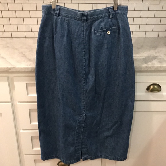 Vintage Marsh Landing Denim Skirt Womens 16 Button Up Blue Jean Lagenlook 90s - Picture 5 of 8
